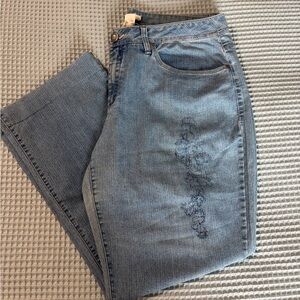 Bill Blass Light Blue Stretch Straight Leg Bedazzled Jeans